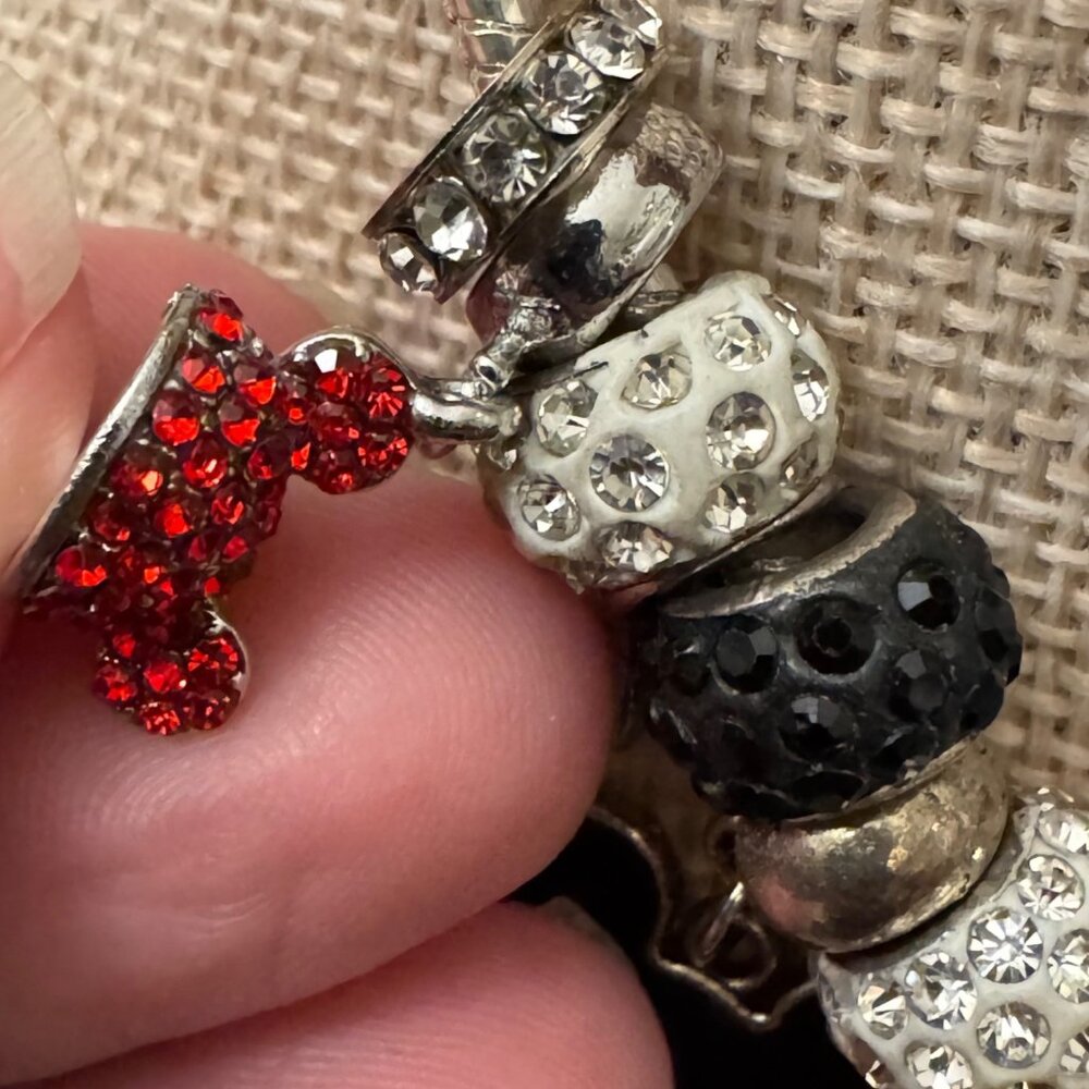 Disney-Themed Charm Bracelet Mickey Princess Dresses & Rhinestone Beads Adjustab - Picture 2 of 16